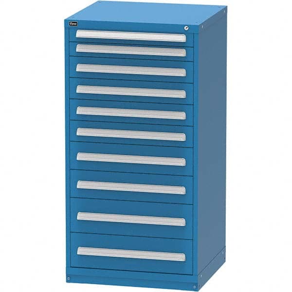 Vidmar - 10 Drawer Bright Blue Steel Modular Storage Cabinet - Exact Industrial Supply