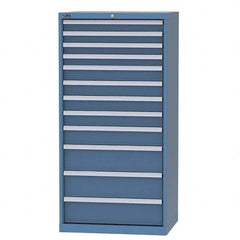 LISTA - 11 Drawer, 93 Compartment Bright Blue Steel Modular Storage Cabinet - Exact Industrial Supply