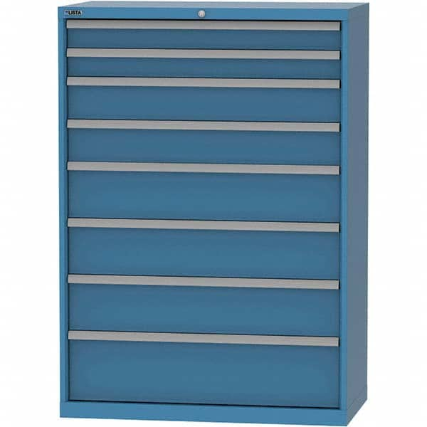 LISTA - 8 Drawer, 84 Compartment Bright Blue Steel Modular Storage Cabinet - Exact Industrial Supply