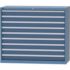 LISTA - 9 Drawer, 99 Compartment Bright Blue Steel Modular Storage Cabinet - Exact Industrial Supply