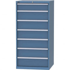 LISTA - 7 Drawer, 45 Compartment Bright Blue Steel Modular Storage Cabinet - Exact Industrial Supply