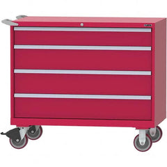 LISTA - 4 Drawer, 99 Compartment Red Steel Modular Storage Cabinet - Exact Industrial Supply