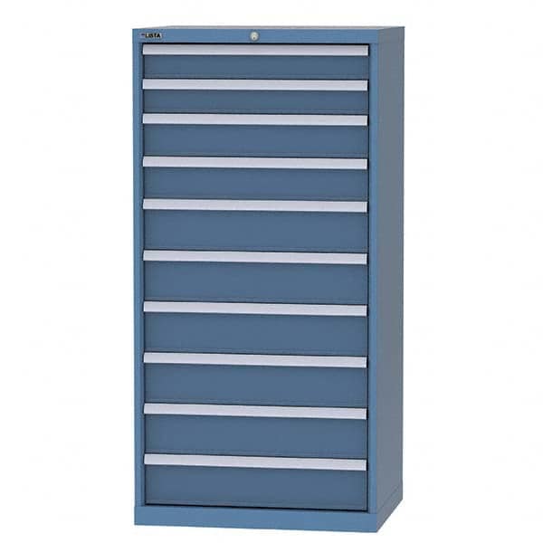 LISTA - 9 Drawer, 124 Compartment Bright Blue Steel Modular Storage Cabinet - Exact Industrial Supply