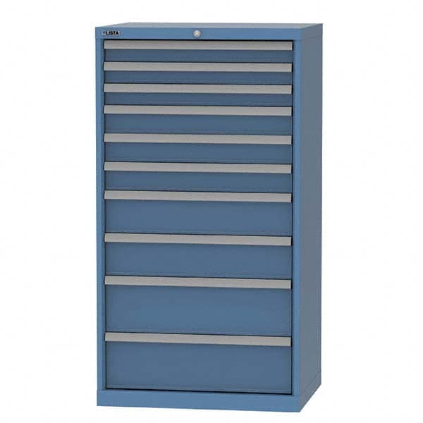 LISTA - 10 Drawer, 124 Compartment Bright Blue Steel Modular Storage Cabinet - Exact Industrial Supply