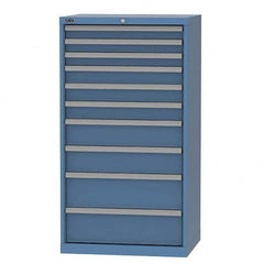 LISTA - 10 Drawer, 124 Compartment Bright Blue Steel Modular Storage Cabinet - Exact Industrial Supply