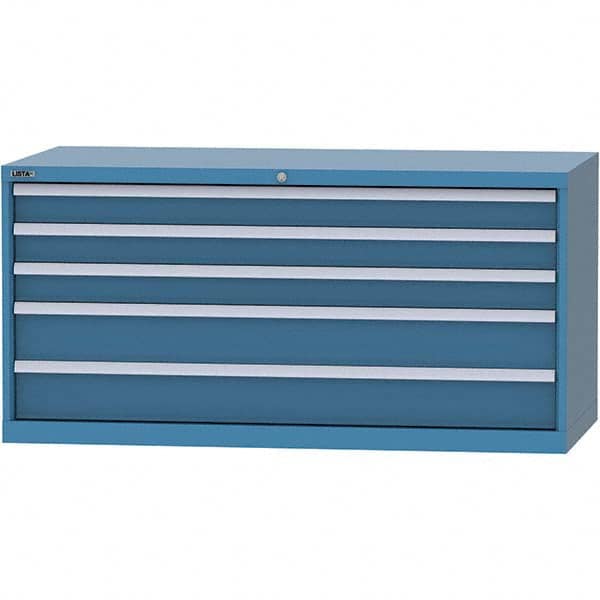 LISTA - 5 Drawer, 84 Compartment Bright Blue Steel Modular Storage Cabinet - Exact Industrial Supply