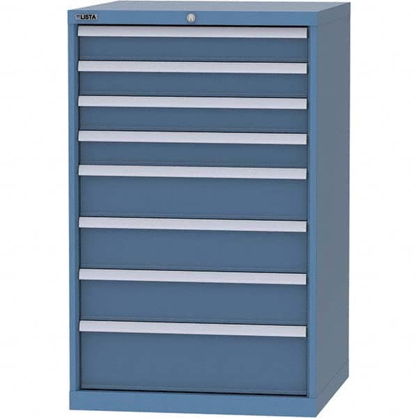 LISTA - 8 Drawer, 45 Compartment Bright Blue Steel Modular Storage Cabinet - Exact Industrial Supply