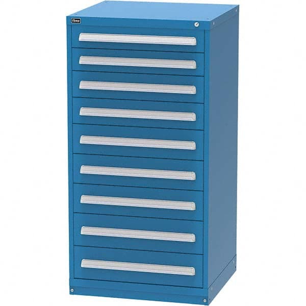 Vidmar - 9 Drawer, 344 Compartment Bright Blue Steel Modular Storage Cabinet - Exact Industrial Supply