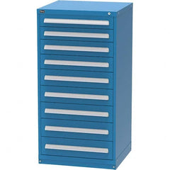 Vidmar - 9 Drawer, 344 Compartment Bright Blue Steel Modular Storage Cabinet - Exact Industrial Supply