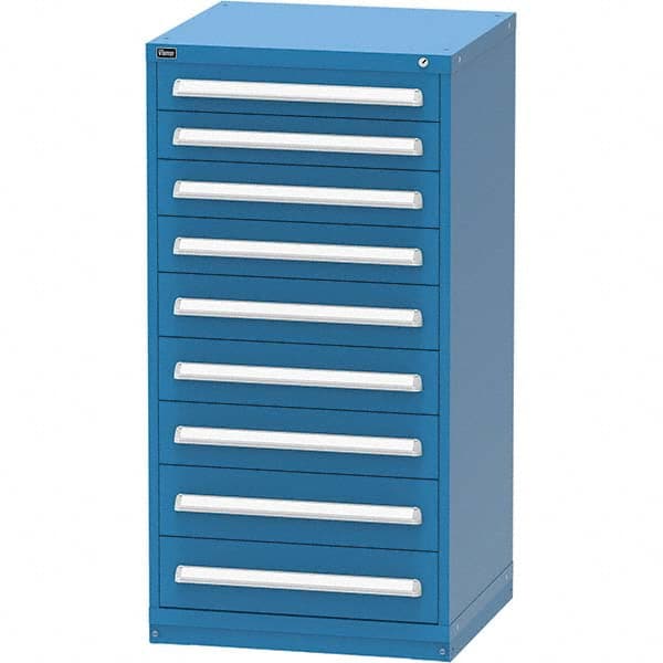 Vidmar - 9 Drawer Bright Blue Steel Modular Storage Cabinet - Exact Industrial Supply