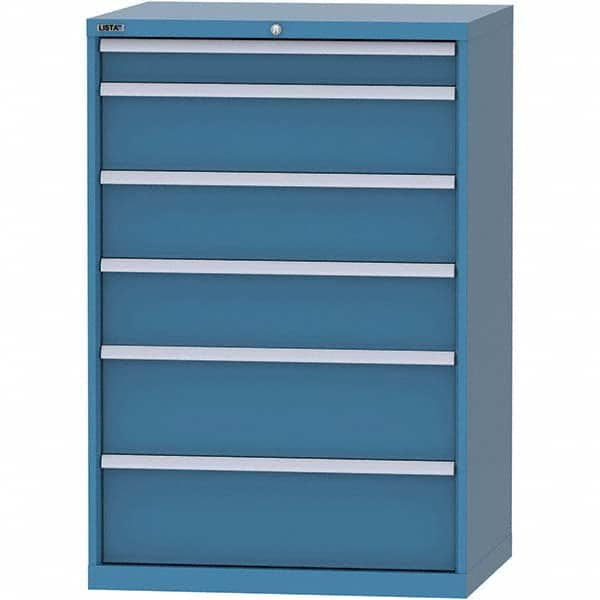 LISTA - 6 Drawer, 84 Compartment Bright Blue Steel Modular Storage Cabinet - Exact Industrial Supply