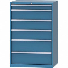 LISTA - 6 Drawer, 84 Compartment Bright Blue Steel Modular Storage Cabinet - Exact Industrial Supply