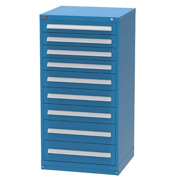 Vidmar - 9 Drawer, 344 Compartment Bright Blue Steel Modular Storage Cabinet - Exact Industrial Supply