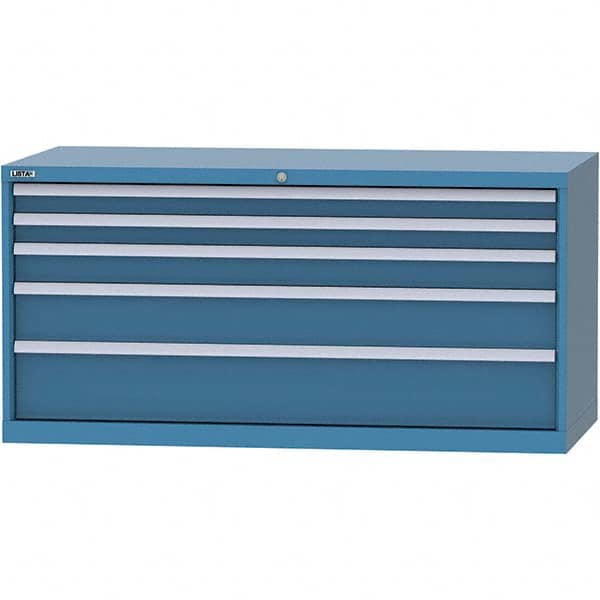 LISTA - 5 Drawer, 84 Compartment Bright Blue Steel Modular Storage Cabinet - Exact Industrial Supply