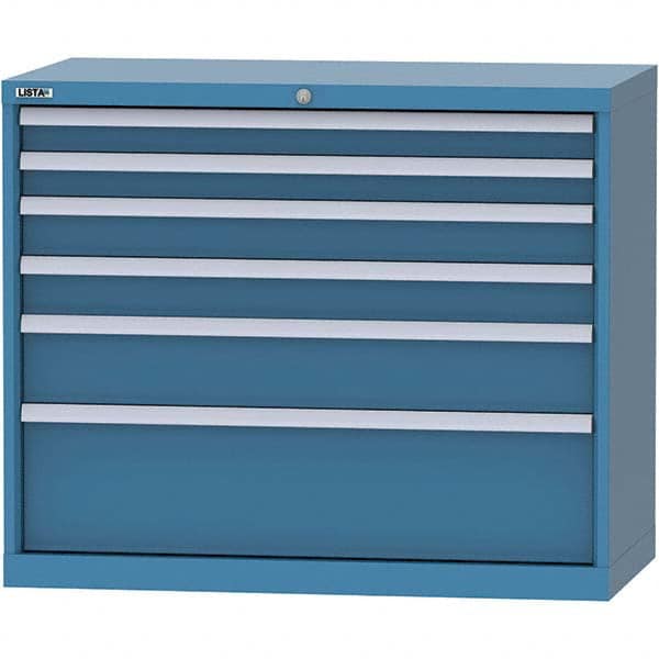 LISTA - 6 Drawer, 84 Compartment Bright Blue Steel Modular Storage Cabinet - Exact Industrial Supply