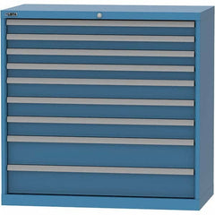 LISTA - 9 Drawer, 84 Compartment Bright Blue Steel Modular Storage Cabinet - Exact Industrial Supply