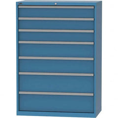 LISTA - 7 Drawer, 84 Compartment Bright Blue Steel Modular Storage Cabinet - Exact Industrial Supply