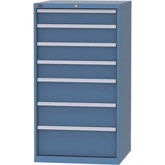 LISTA - 7 Drawer, 45 Compartment Bright Blue Steel Modular Storage Cabinet - Exact Industrial Supply