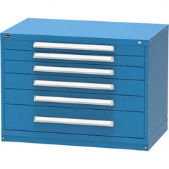 Vidmar - 6 Drawer, 45 Compartment Bright Blue Steel Modular Storage Cabinet - Exact Industrial Supply