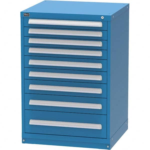 Vidmar - 9 Drawer, 344 Compartment Bright Blue Steel Modular Storage Cabinet - Exact Industrial Supply