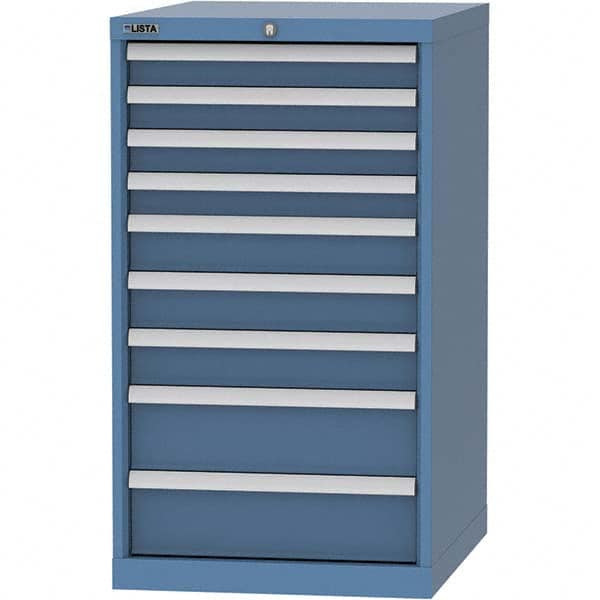 LISTA - 9 Drawer, 99 Compartment Bright Blue Steel Modular Storage Cabinet - Exact Industrial Supply