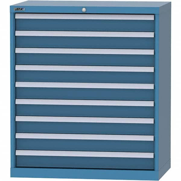 LISTA - 9 Drawer, 84 Compartment Bright Blue Steel Modular Storage Cabinet - Exact Industrial Supply