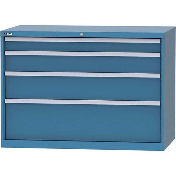 LISTA - 4 Drawer, 99 Compartment Bright Blue Steel Modular Storage Cabinet - Exact Industrial Supply