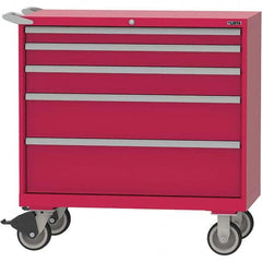 LISTA - 5 Drawer, 84 Compartment Red Steel Modular Storage Cabinet - Exact Industrial Supply