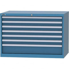 LISTA - 7 Drawer, 84 Compartment Bright Blue Steel Modular Storage Cabinet - Exact Industrial Supply