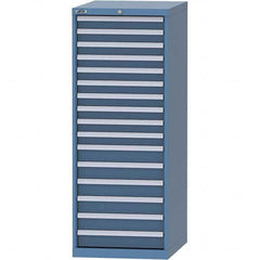 LISTA - 16 Drawer, 99 Compartment Bright Blue Steel Modular Storage Cabinet - Exact Industrial Supply