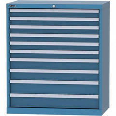 LISTA - 10 Drawer, 84 Compartment Bright Blue Steel Modular Storage Cabinet - Exact Industrial Supply