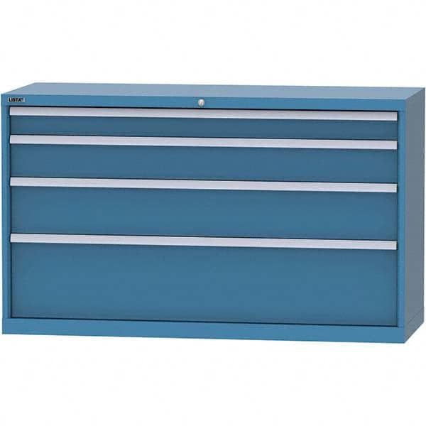 LISTA - 4 Drawer, 84 Compartment Bright Blue Steel Modular Storage Cabinet - Exact Industrial Supply