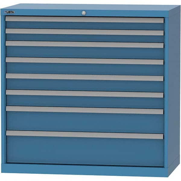 LISTA - 8 Drawer, 84 Compartment Bright Blue Steel Modular Storage Cabinet - Exact Industrial Supply