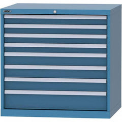 LISTA - 8 Drawer, 84 Compartment Bright Blue Steel Modular Storage Cabinet - Exact Industrial Supply