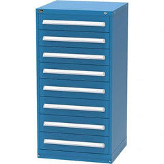 Vidmar - 8 Drawer, 124 Compartment Bright Blue Steel Modular Storage Cabinet - Exact Industrial Supply