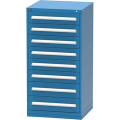 Vidmar - 8 Drawer, 124 Compartment Bright Blue Steel Modular Storage Cabinet - Exact Industrial Supply