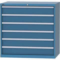 LISTA - 6 Drawer, 99 Compartment Bright Blue Steel Modular Storage Cabinet - Exact Industrial Supply