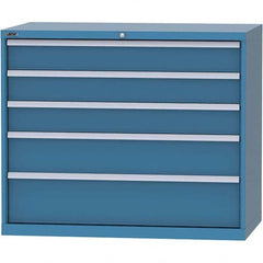 LISTA - 5 Drawer, 99 Compartment Bright Blue Steel Modular Storage Cabinet - Exact Industrial Supply