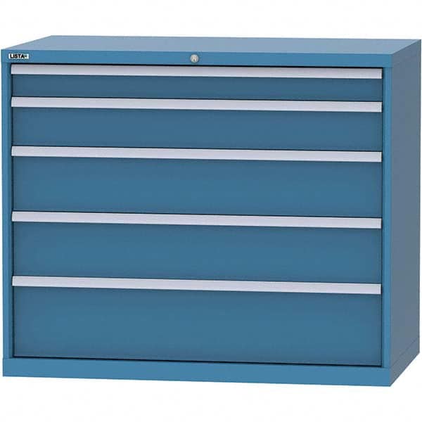 LISTA - 5 Drawer, 99 Compartment Bright Blue Steel Modular Storage Cabinet - Exact Industrial Supply