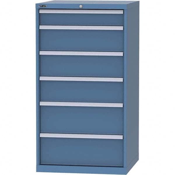 LISTA - 6 Drawer, 45 Compartment Bright Blue Steel Modular Storage Cabinet - Exact Industrial Supply