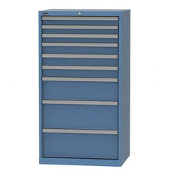 LISTA - 9 Drawer, 124 Compartment Bright Blue Steel Modular Storage Cabinet - Exact Industrial Supply