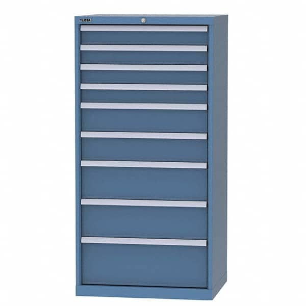 LISTA - 8 Drawer, 124 Compartment Bright Blue Steel Modular Storage Cabinet - Exact Industrial Supply