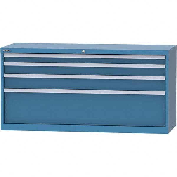 LISTA - 4 Drawer, 84 Compartment Bright Blue Steel Modular Storage Cabinet - Exact Industrial Supply