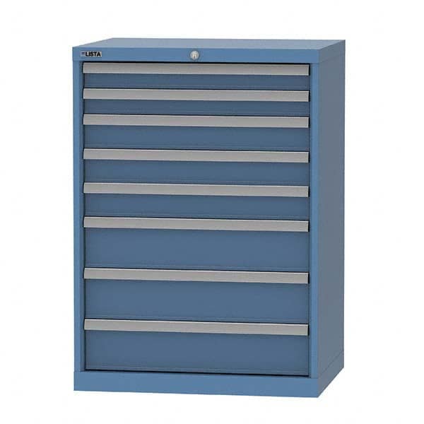 LISTA - 8 Drawer, 124 Compartment Bright Blue Steel Modular Storage Cabinet - Exact Industrial Supply