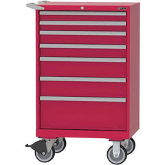 LISTA - 7 Drawer, 124 Compartment Red Steel Modular Storage Cabinet - Exact Industrial Supply