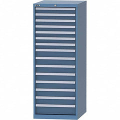 LISTA - 15 Drawer, 99 Compartment Bright Blue Steel Modular Storage Cabinet - Exact Industrial Supply