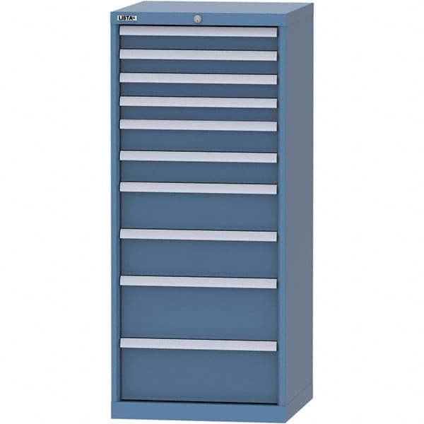 LISTA - 10 Drawer, 84 Compartment Bright Blue Steel Modular Storage Cabinet - Exact Industrial Supply