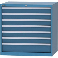 LISTA - 7 Drawer, 84 Compartment Bright Blue Steel Modular Storage Cabinet - Exact Industrial Supply