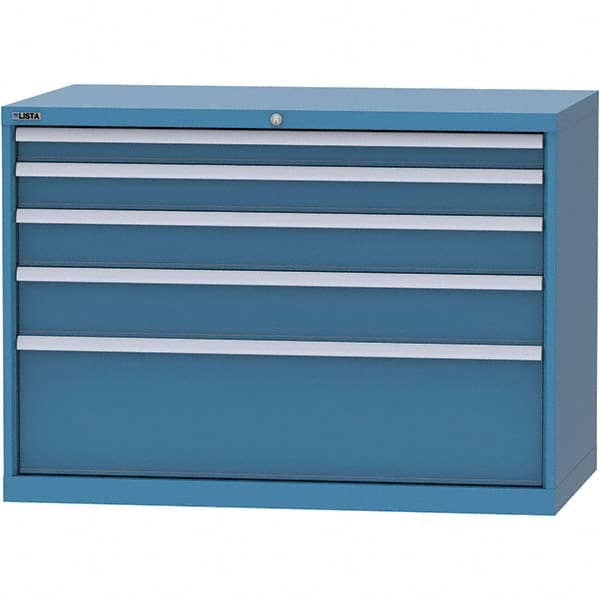 LISTA - 5 Drawer, 99 Compartment Bright Blue Steel Modular Storage Cabinet - Exact Industrial Supply