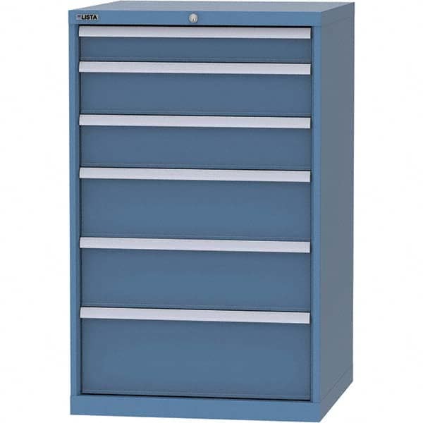 LISTA - 6 Drawer, 45 Compartment Bright Blue Steel Modular Storage Cabinet - Exact Industrial Supply